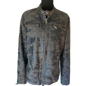 ZARA MAN MENS FAUX LEATHER CAMO BIKER JACKET Sz Euro L US L Mex 42